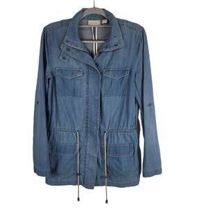 Chico's Full Zip Snap Closing Lightweight Denim Jean Jacket 0 - XS